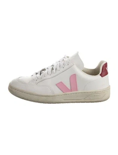 Pre-owned Veja Leather Colorblock Pattern Sneakers In White