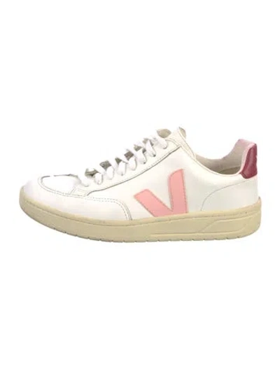 Pre-owned Veja Leather Colorblock Pattern Sneakers In White