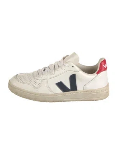 Pre-owned Veja Leather Colorblock Pattern Sneakers In White