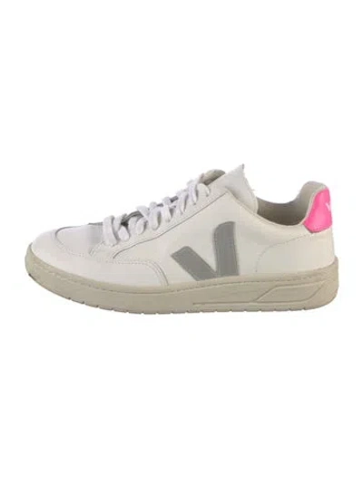 Pre-owned Veja Leather Colorblock Pattern Sneakers In White