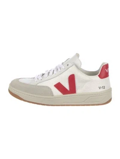 Pre-owned Veja Leather Colorblock Pattern Sneakers In White