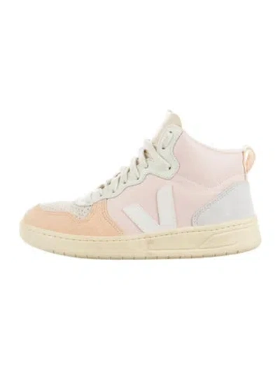 Pre-owned Veja Leather Colorblock Pattern Sneakers In White