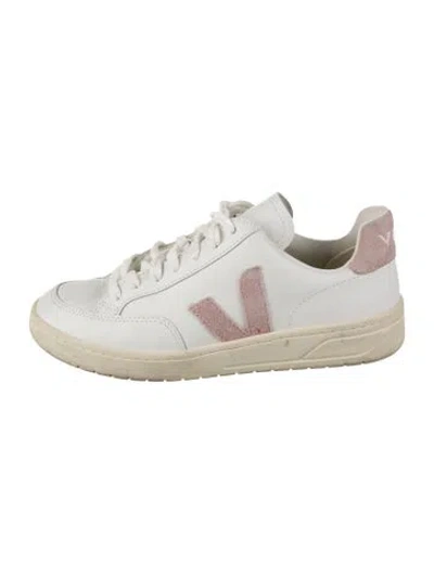 Pre-owned Veja Leather Colorblock Pattern Sneakers In White