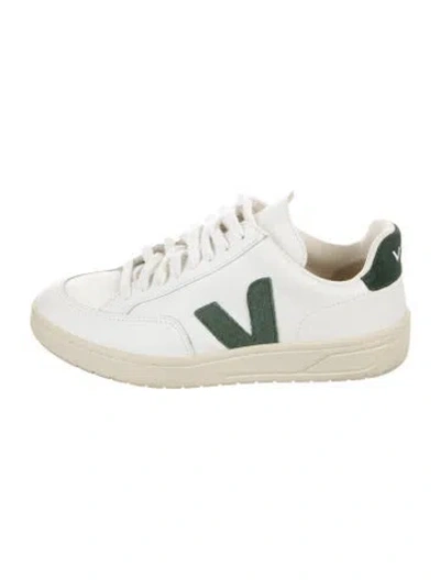 Pre-owned Veja Leather Colorblock Pattern Sneakers In White