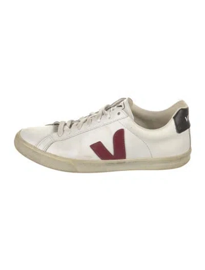Pre-owned Veja Leather Colorblock Pattern Sneakers In White