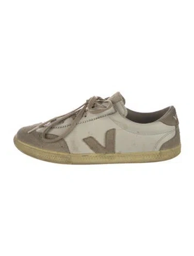 Pre-owned Veja Leather Colorblock Pattern Sneakers In White