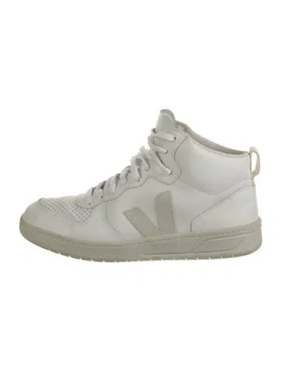 Pre-owned Veja Leather Colorblock Pattern Sneakers In White