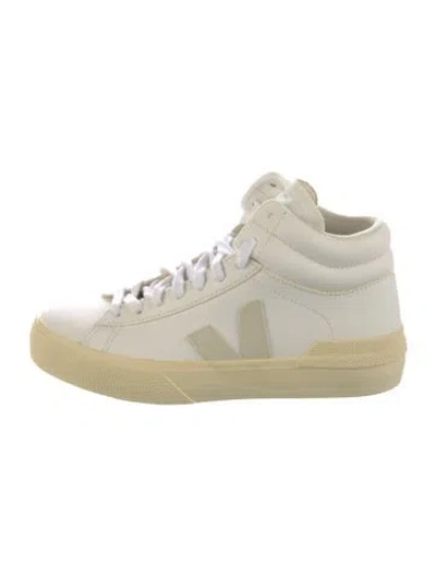 Pre-owned Veja Leather Colorblock Pattern Sneakers In White
