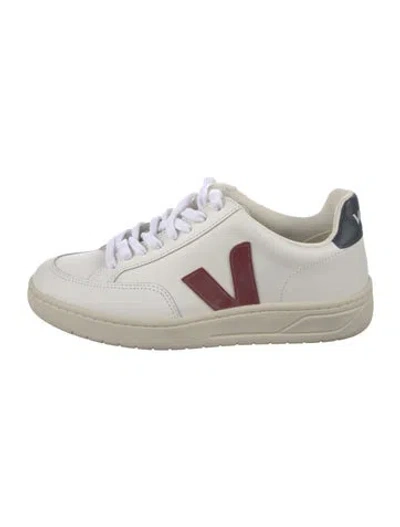Pre-owned Veja Leather Colorblock Pattern Sneakers In White