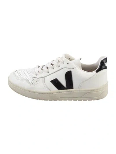 Pre-owned Veja Leather Colorblock Pattern Sneakers In White