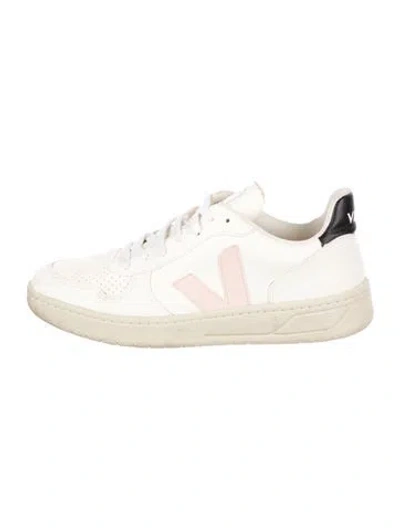 Pre-owned Veja Leather Colorblock Pattern Sneakers In White