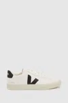 Veja White Low-top Sneakers With Logo Patch In Leather Man In Extra White/black