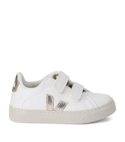 Veja Kids' Leather Esplar Velcro Sneakers In White