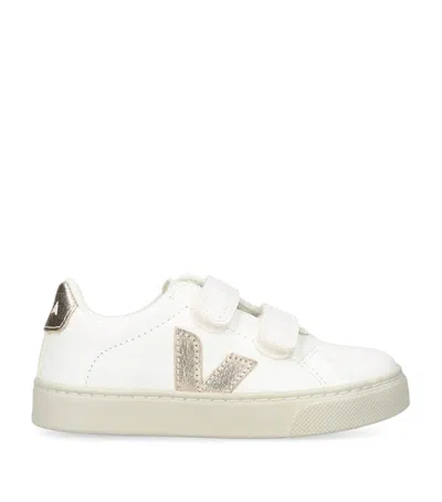 Veja Kids' Leather Esplar Velcro Sneakers In White