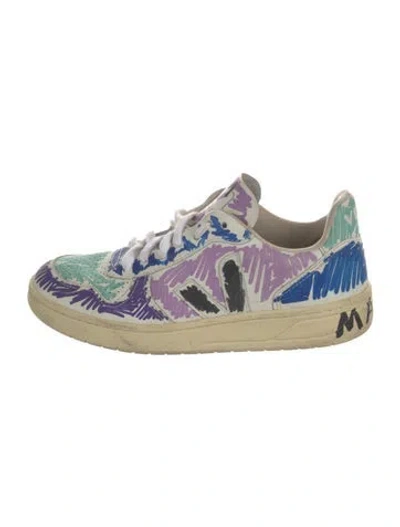 Pre-owned Veja Leather Graphic Print Sneakers In Green