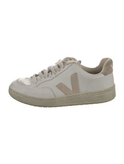 Pre-owned Veja Leather Graphic Print Sneakers In Neutral