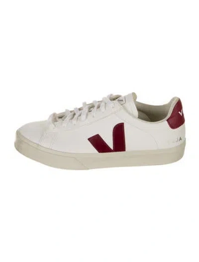 Pre-owned Veja Leather Graphic Print Sneakers In White