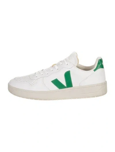 Pre-owned Veja Leather Graphic Print Sneakers In White