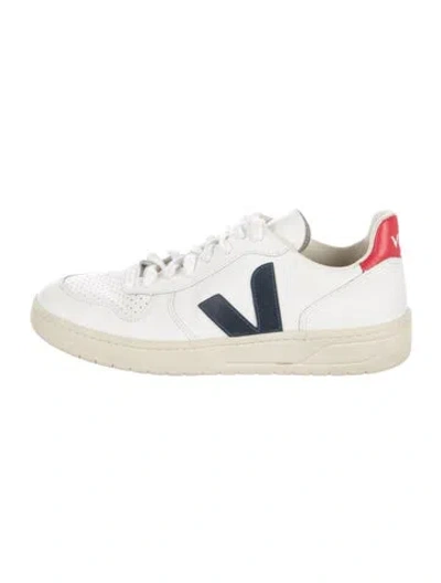 Pre-owned Veja Leather Graphic Print Sneakers In White
