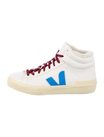 Pre-owned Veja Leather Graphic Print Sneakers In White