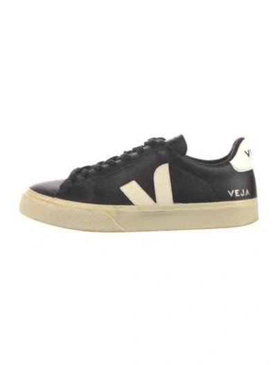 Pre-owned Veja Leather Leather Trim Embellishment Sneakers In Black