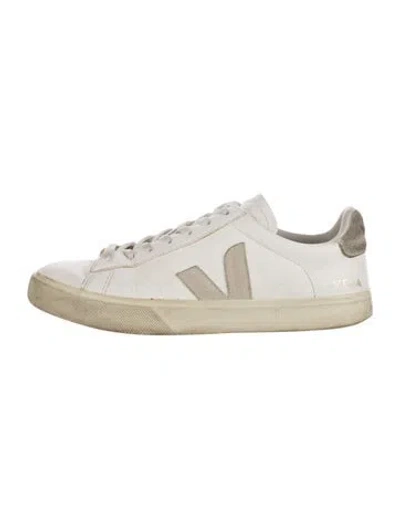 Pre-owned Veja Leather Leather Trim Embellishment Sneakers In White