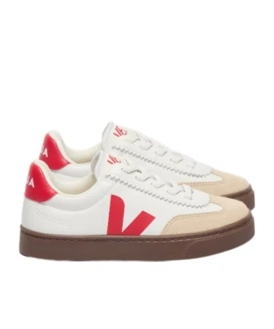 Veja Kids' Leather Logo-detail Sneakers In White