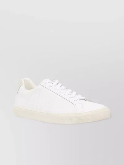 Veja Leather Logo Sneakers Rubber Sole In White