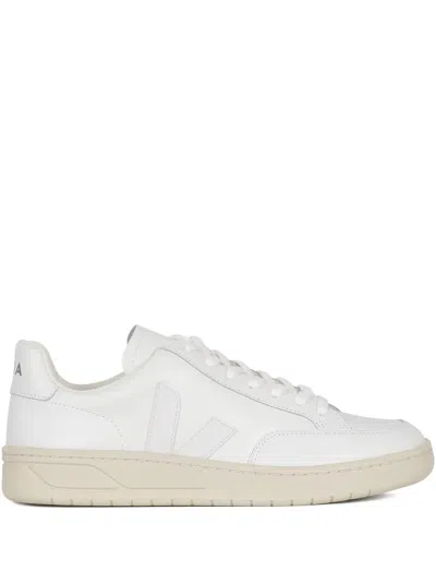 Veja Leather Logo Sneakers In White