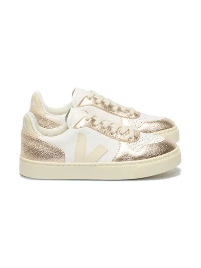 Veja Kids' Leather Metallic Sneakers In Multi