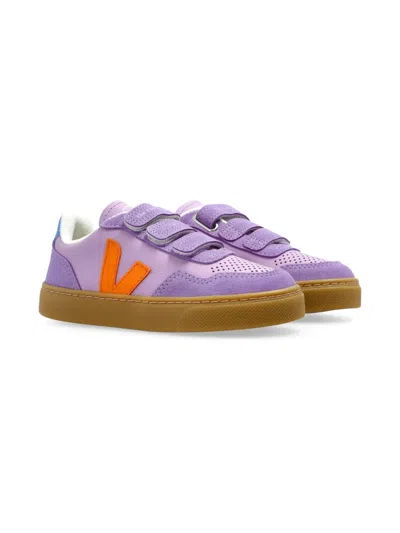 Veja Kids' Leather-panelled Sneakers In Purple