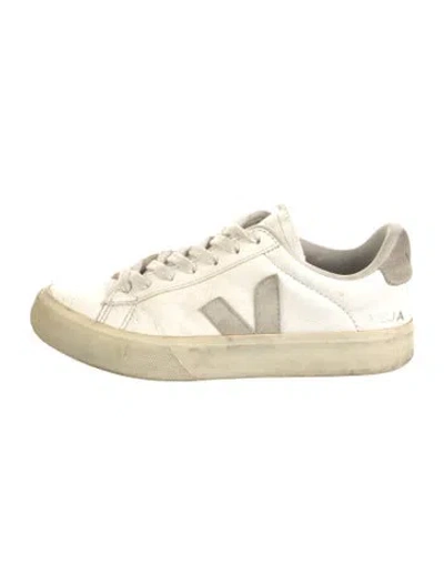 Pre-owned Veja Leather Printed Sneakers In White