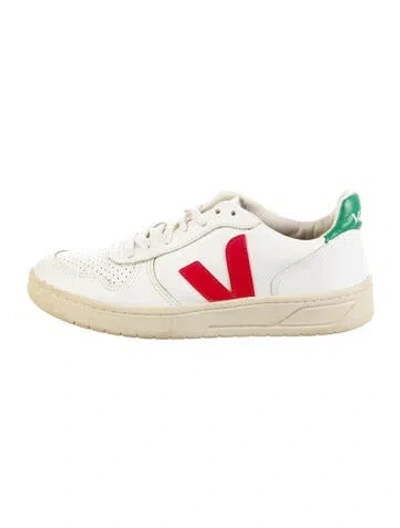 Pre-owned Veja Leather Printed Sneakers In White