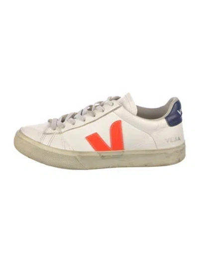 Pre-owned Veja Leather Printed Sneakers In White