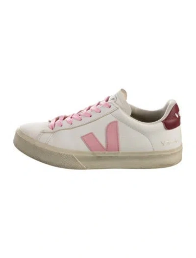 Pre-owned Veja Leather Printed Sneakers In White