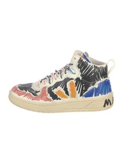 Pre-owned Veja Leather Printed Sneakers In White