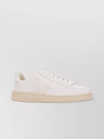 Veja Leather Round Toe Sneakers With Rubber Logoed Patch In Pink