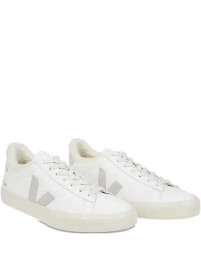 Veja Leather Shearling Sneakers In White