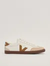 Veja Volley Mixed Leather Wing-tip Sneakers In Bianco-tortora
