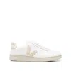 Veja Woman's V12 White And Beige Vegan Leather  Sneakers