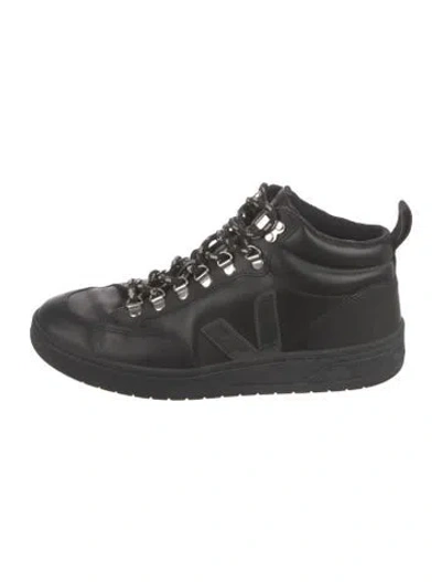 Pre-owned Veja Leather Sneakers In Black