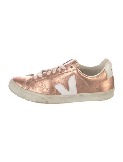 Pre-owned Veja Leather Sneakers In Gold
