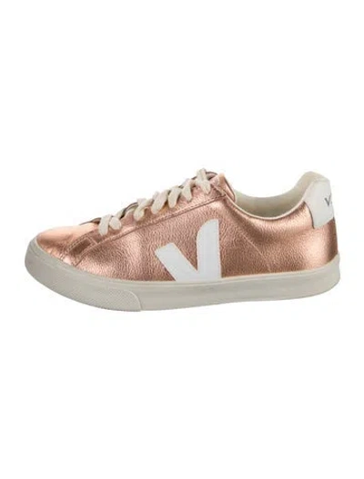 Pre-owned Veja Leather Sneakers In Gold