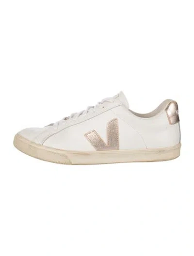 Pre-owned Veja Leather Sneakers In Gold/white