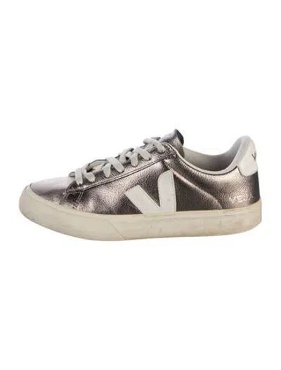 Pre-owned Veja Leather Sneakers In Metallic/neutrals