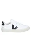 Veja Campo White And Black Low Top Sneakers In Vegan Leather Unisex In Multi