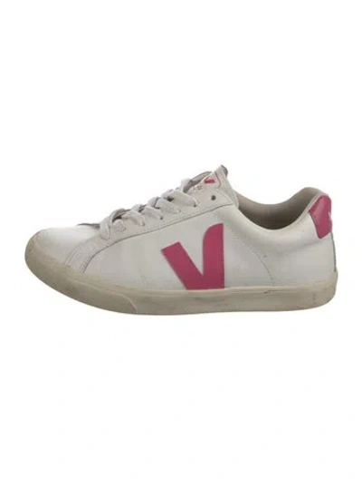 Pre-owned Veja Leather Sneakers In Pink/white