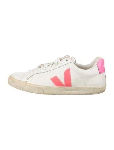 Pre-owned Veja Leather Sneakers In Pink/white