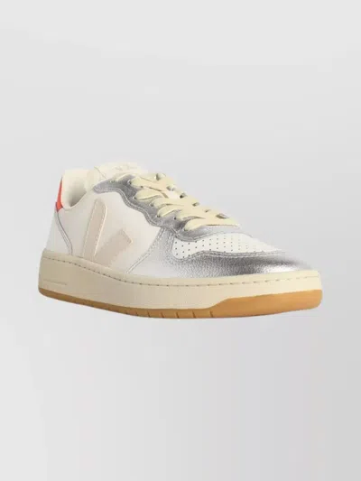 Veja Leather Sneakers With Perforated Design And Rubber Sole In White