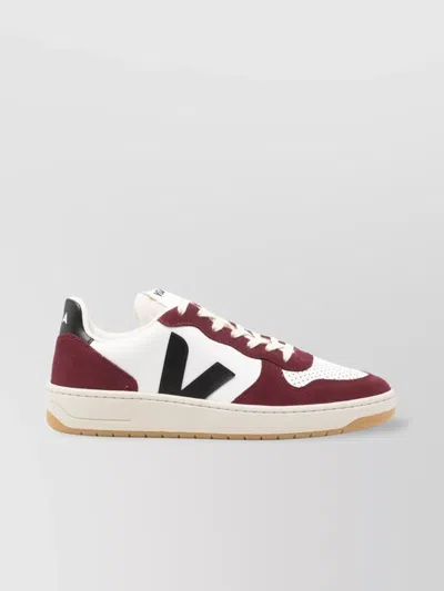 Veja Leather Sneakers With Rubber Sole And Perforated Detailing In Multi